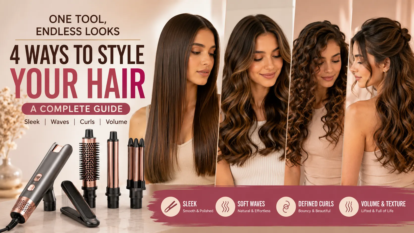 How to Create Four Hairstyles with a 4-in-1 Hair Styler