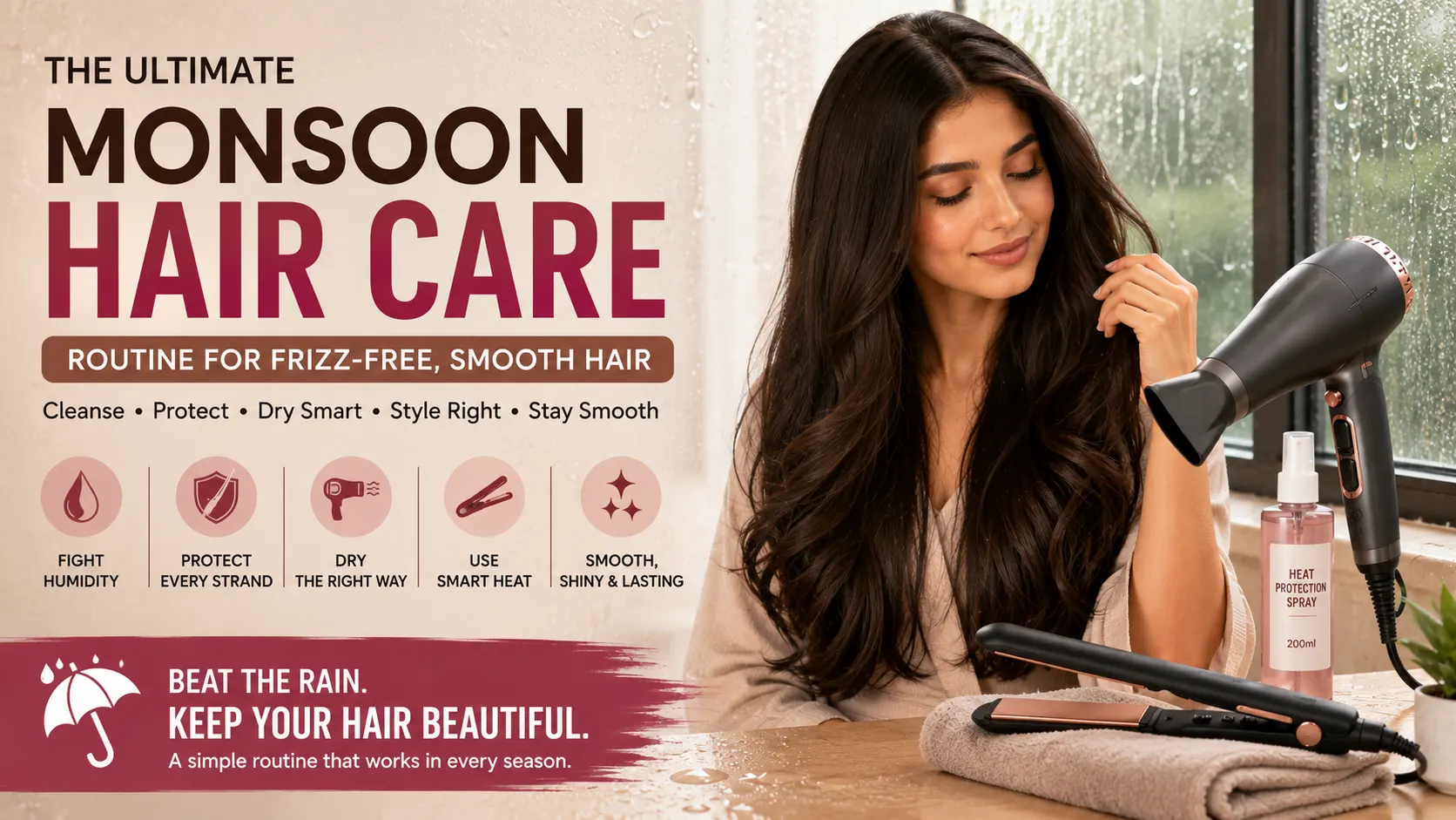 Monsoon Hair Care and Styling Routine for Frizz-Free Hair